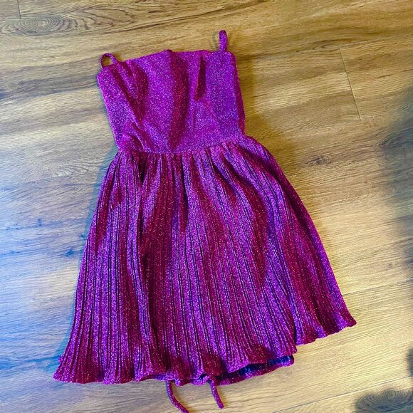 NWOT Lulus Magenta Glitter Mini Dress - Picture 5 of 6